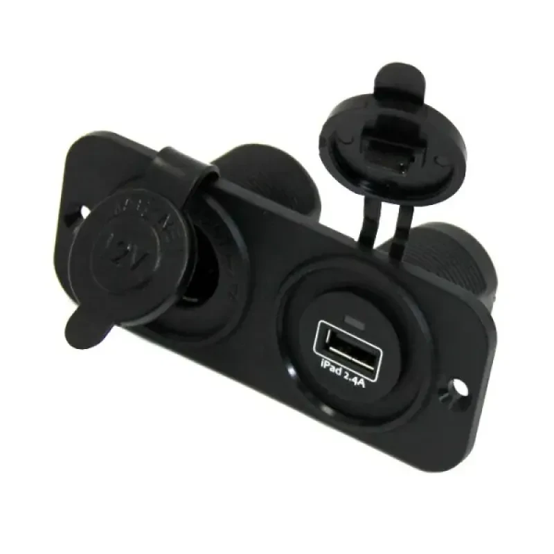 EASTERNER Панель с USB-разъемом 5В/2.4А и прикуривателем, черная