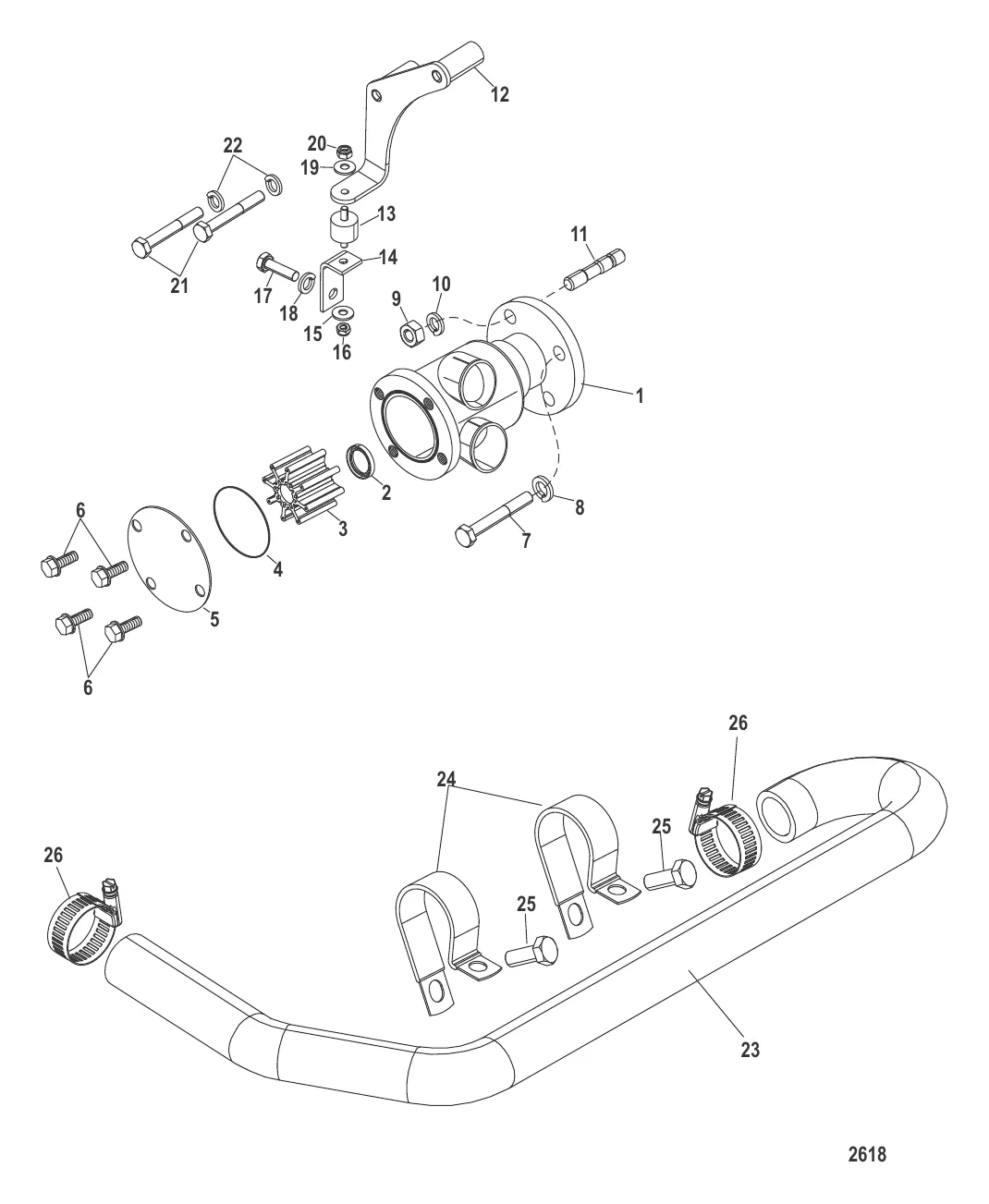Насос для забортной воды (БОРТОВЫЕ ДВИГАТЕЛИ)