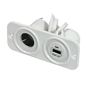 Панель с USB-разъемом 5В/2.4А и прикуривателем, белая C30245W