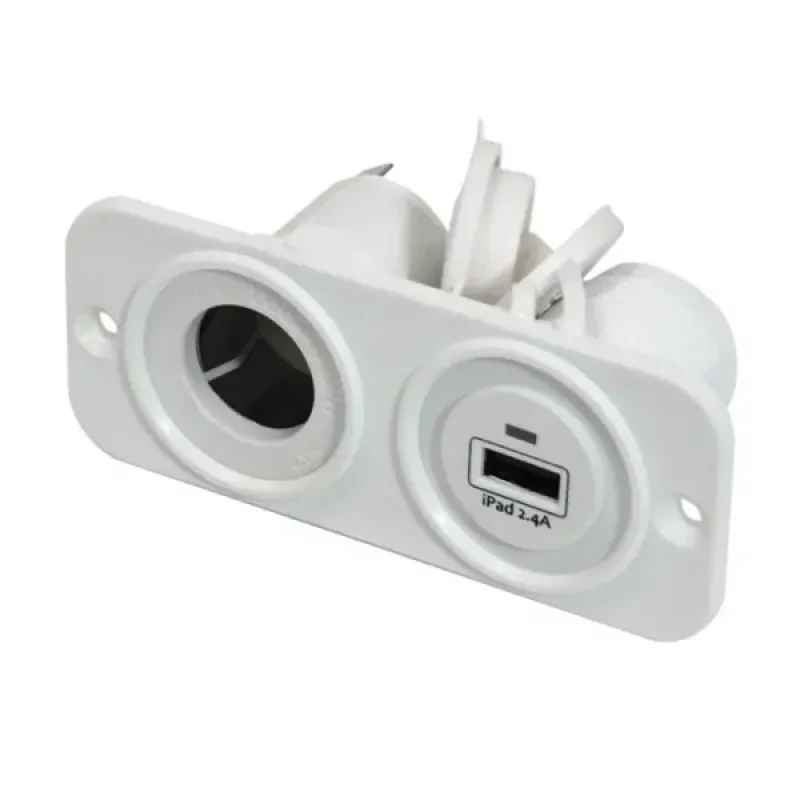 EASTERNER Панель с USB-разъемом 5В/2.4А и прикуривателем, белая