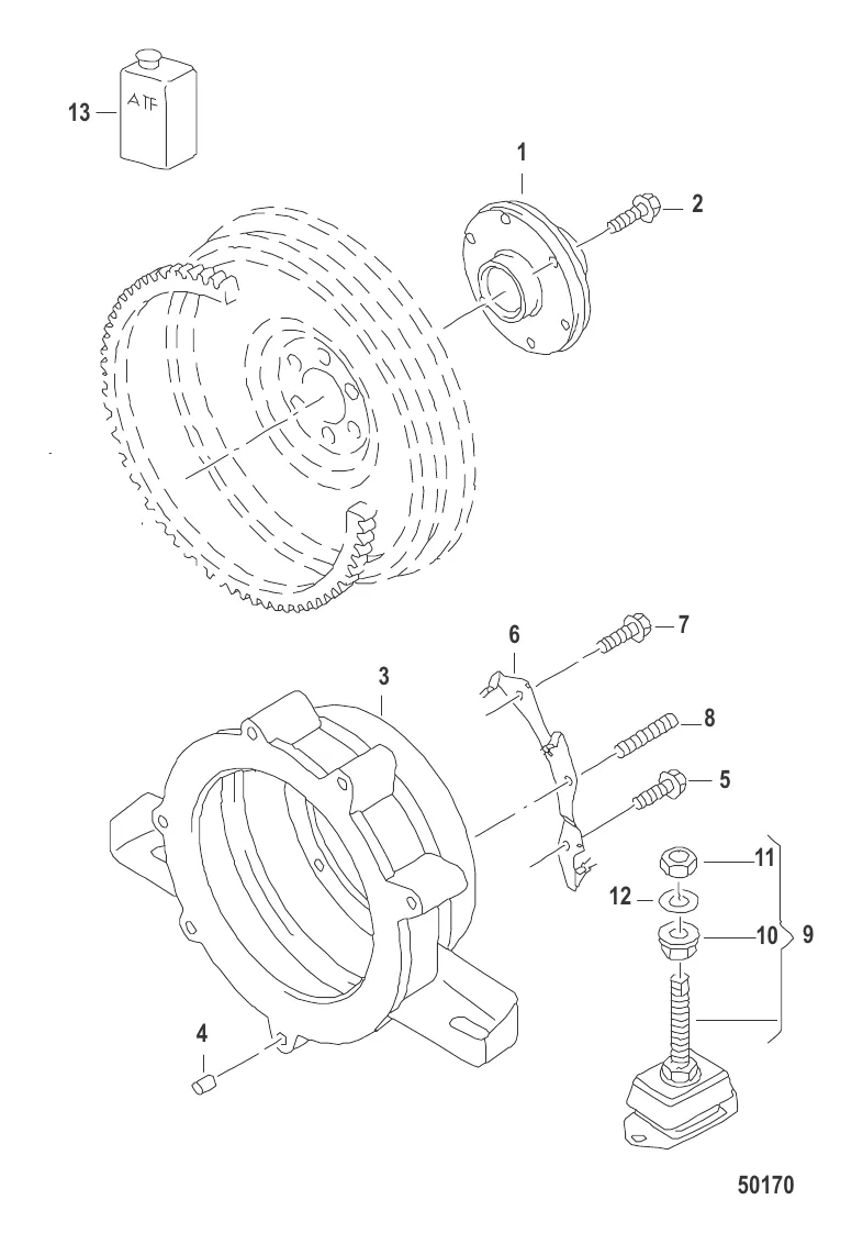 КОРПУС МУФТЫ СЦЕПЛЕНИЯ/ШАЙБА КРЕПЛЕНИЯ