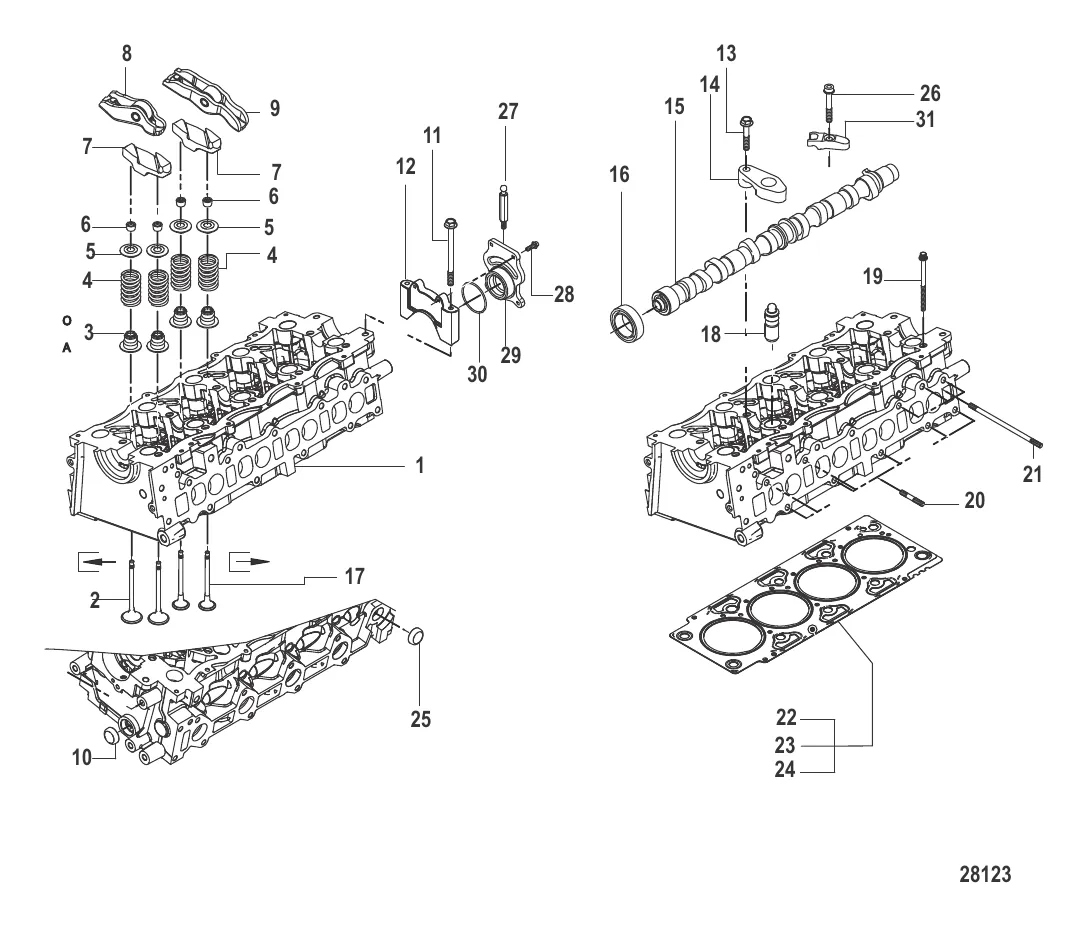Распределительный вал и головка цилиндра