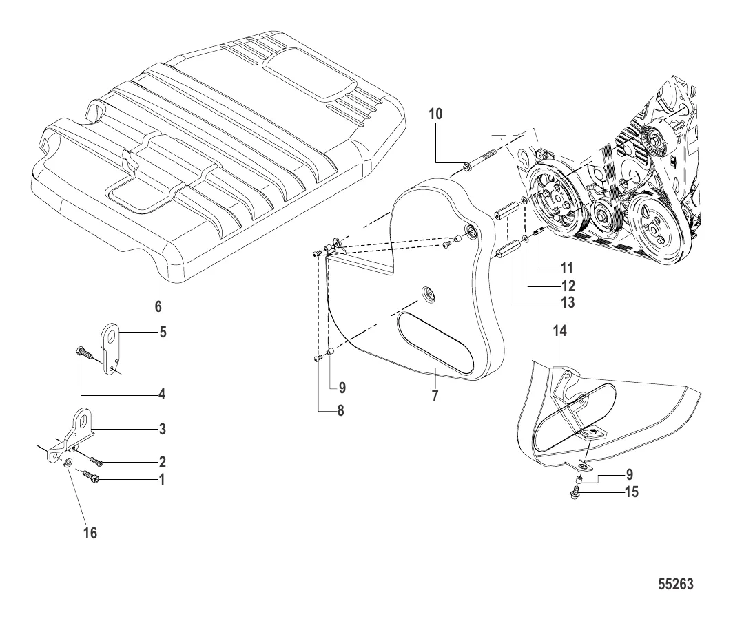 Крышка двигателя и ремня