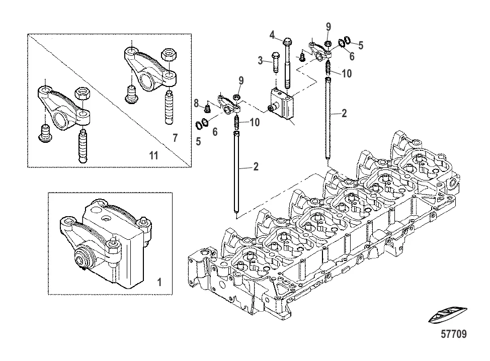 Головка цилиндра – клапанные коромысла