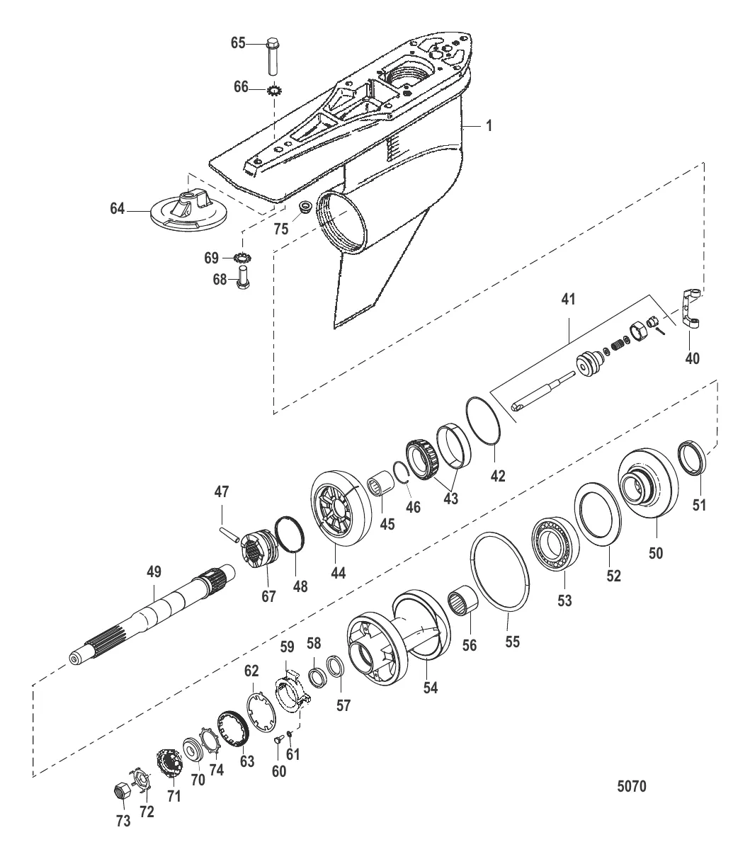 КАРТЕР РЕДУКТОРА (ГРЕБНОЙ ВАЛ)(СТАНДАРТНОЕ ВРАЩЕНИЕ)