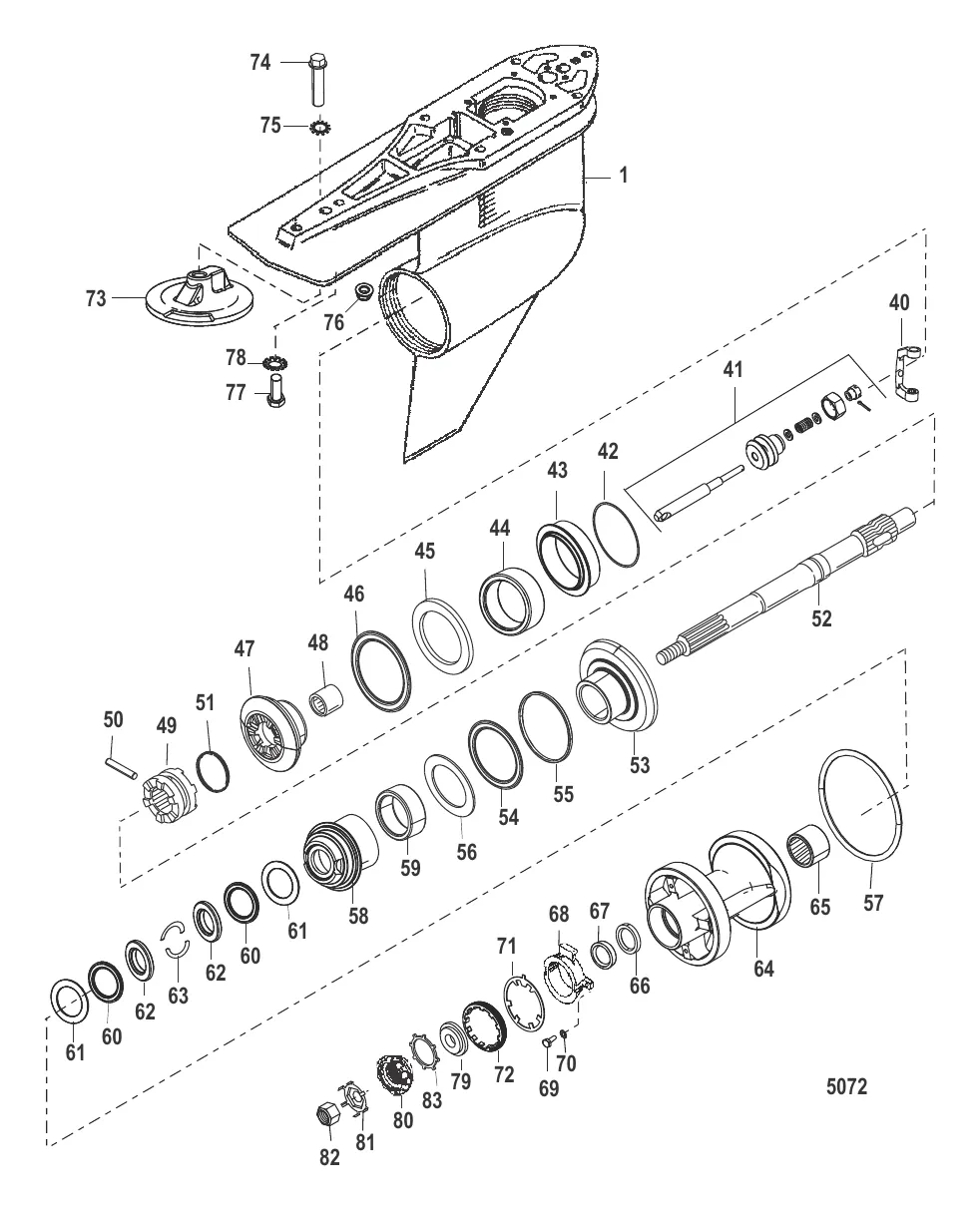 КАРТЕР РЕДУКТОРА (ГРЕБНОЙ ВАЛ)(ПРОТИВОВРАЩЕНИЕ)