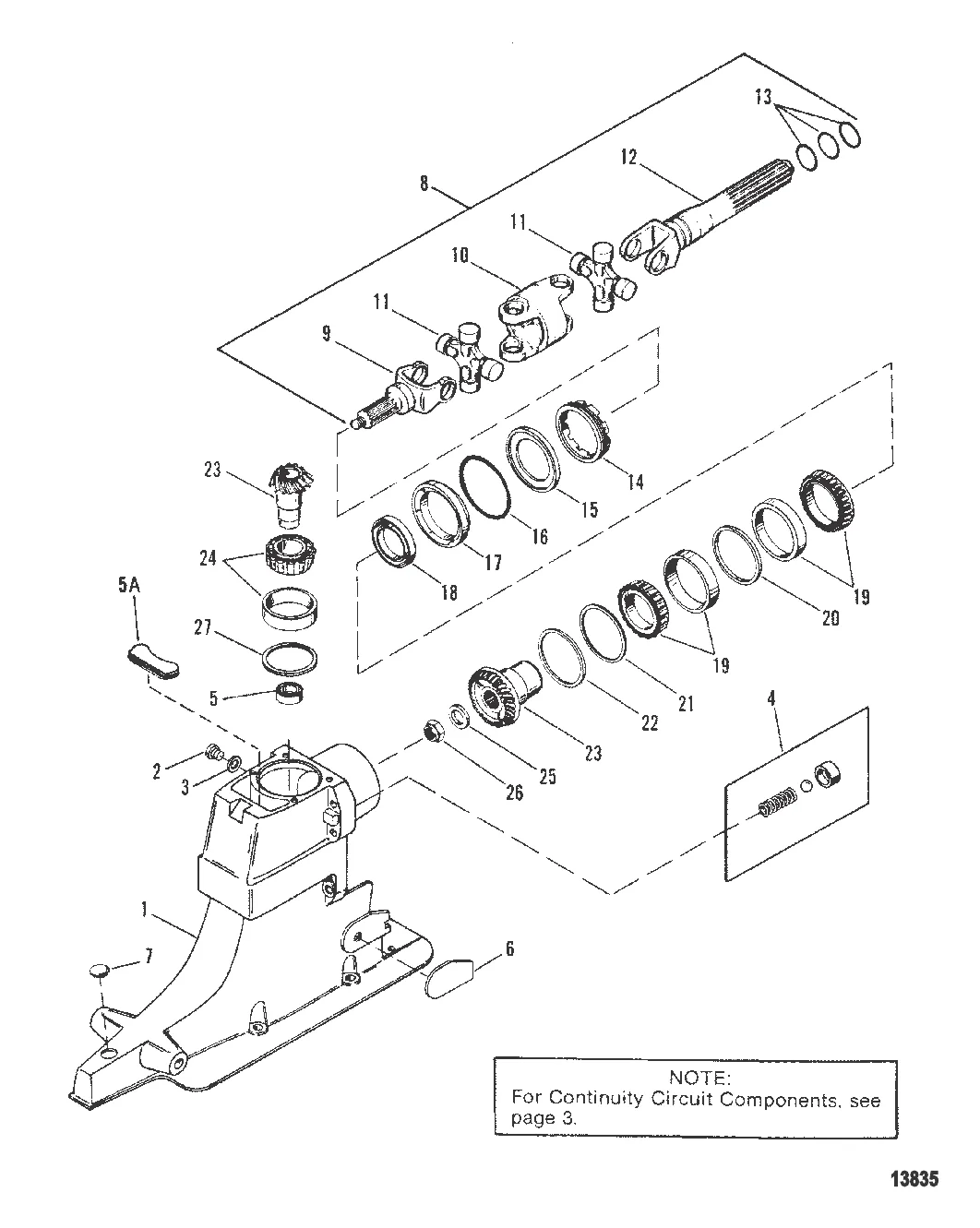 Корпус ведущего вала и ведущие шестерни
