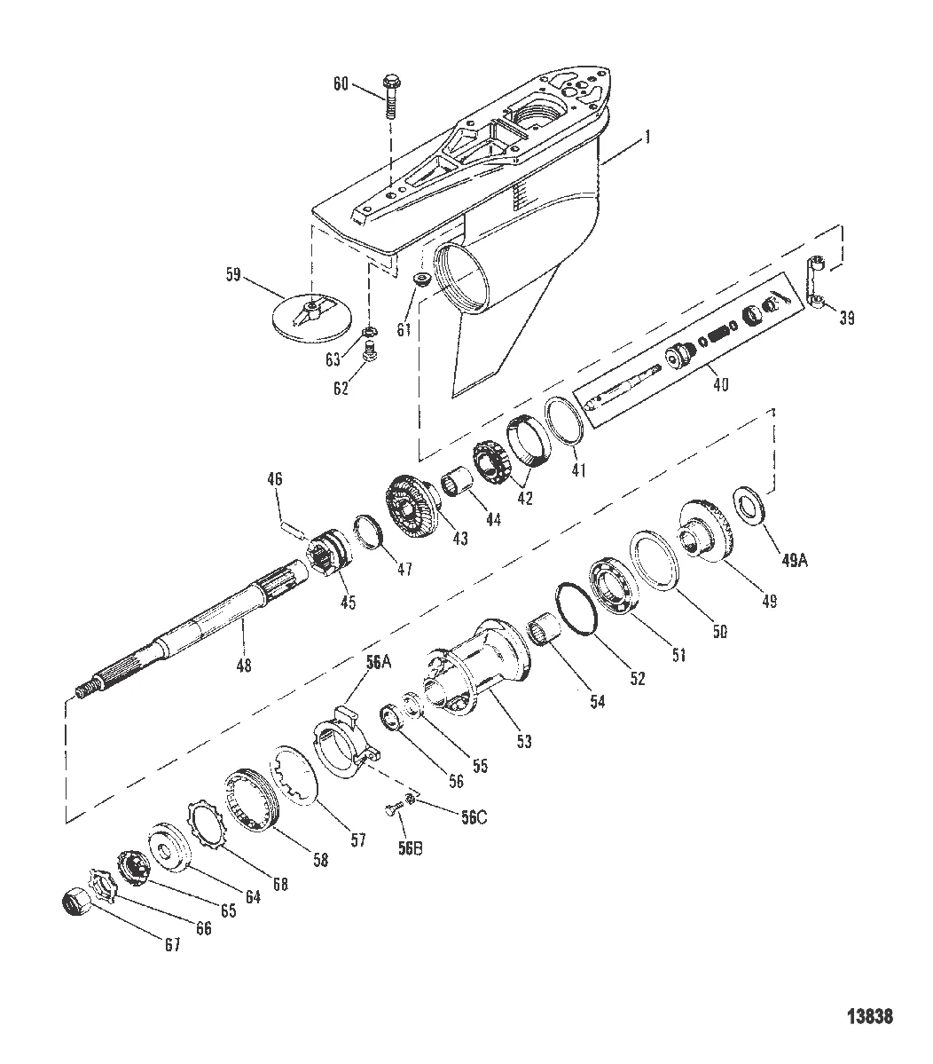 Картер редуктора Вал гребного винта – стандартное вращение