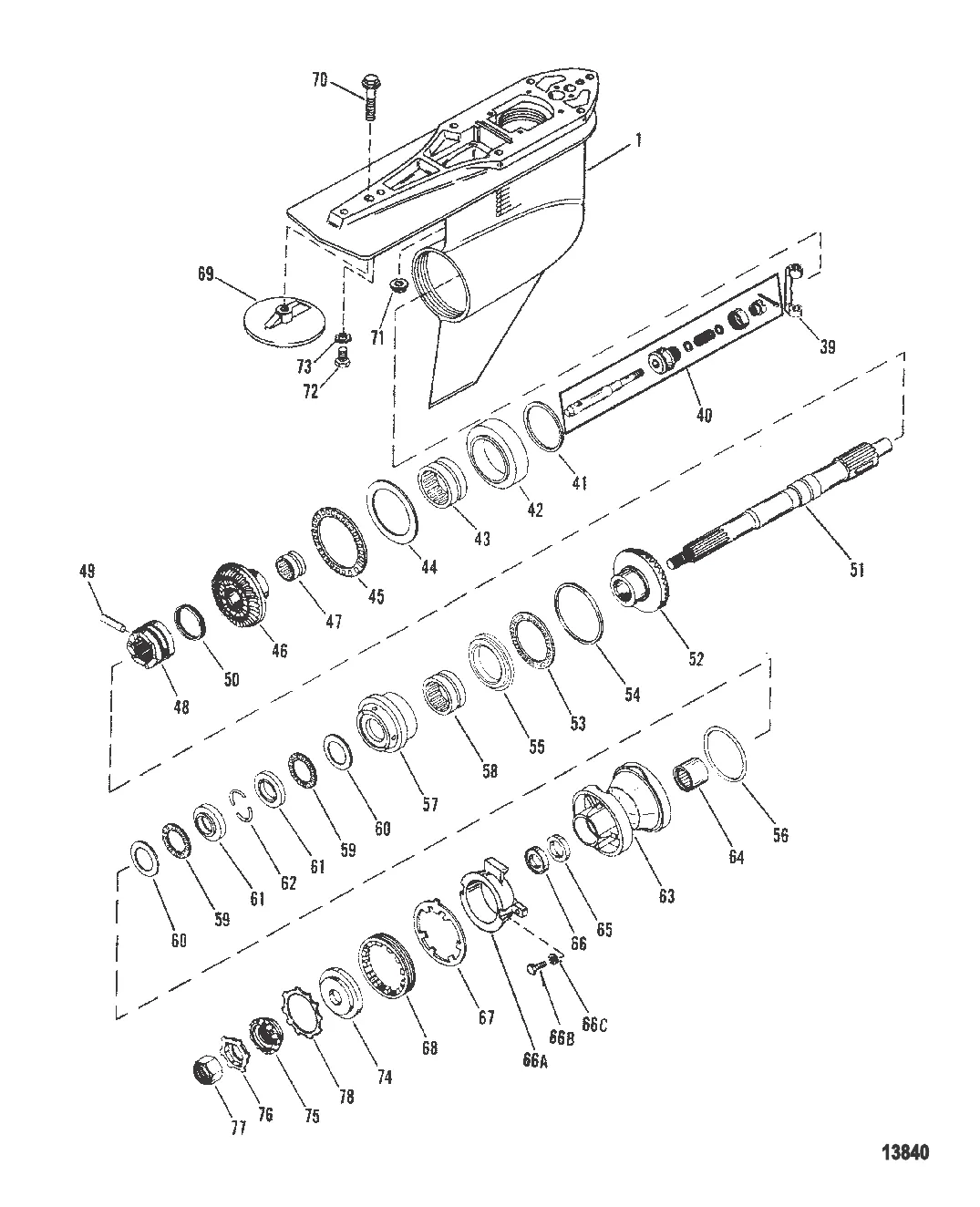 Картер редуктора Вал гребного винта – противовращение