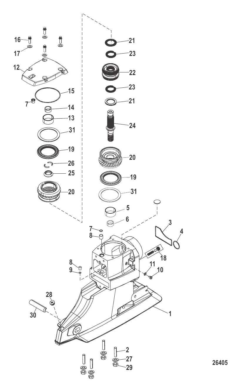 Корпус ведущего вала и ведущие шестерни