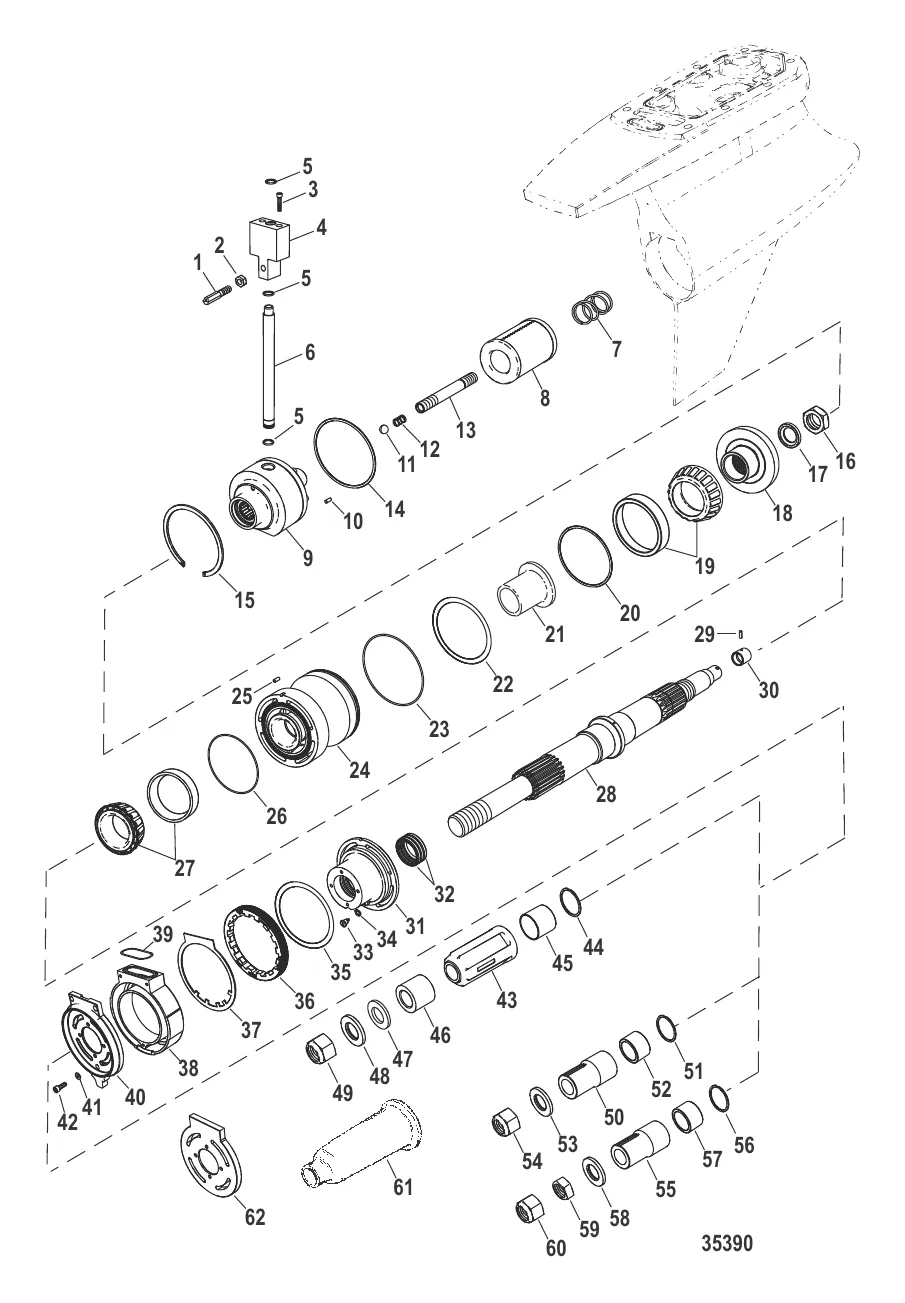 Картер редуктора в сборе (Гребной вал)