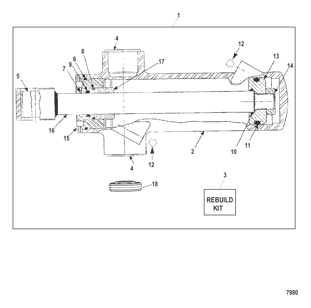 Цилиндр системы дифферента (Сухой поддон) с пластиной датчика дифферента