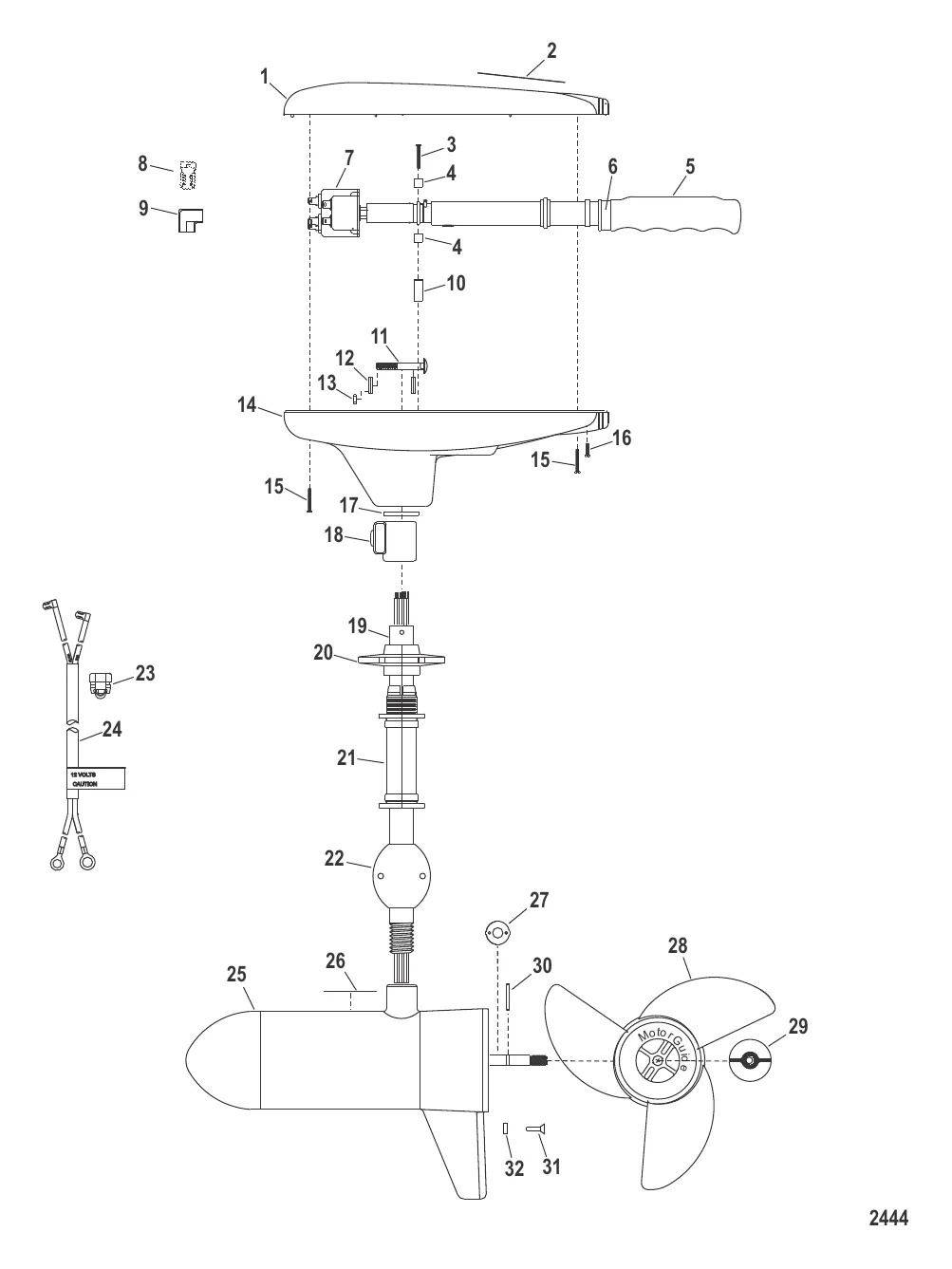 Двигатель для тралового лова в сборе (Модель GWB67W) (24 В)