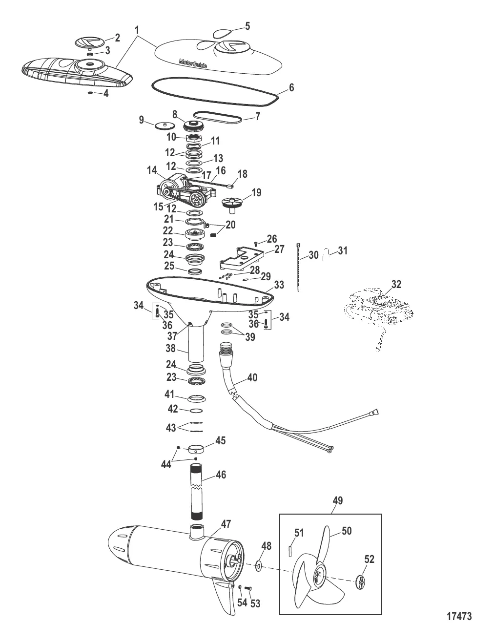 Двигатель для тралового лова в сборе (Модель DS82FB) (24 В)