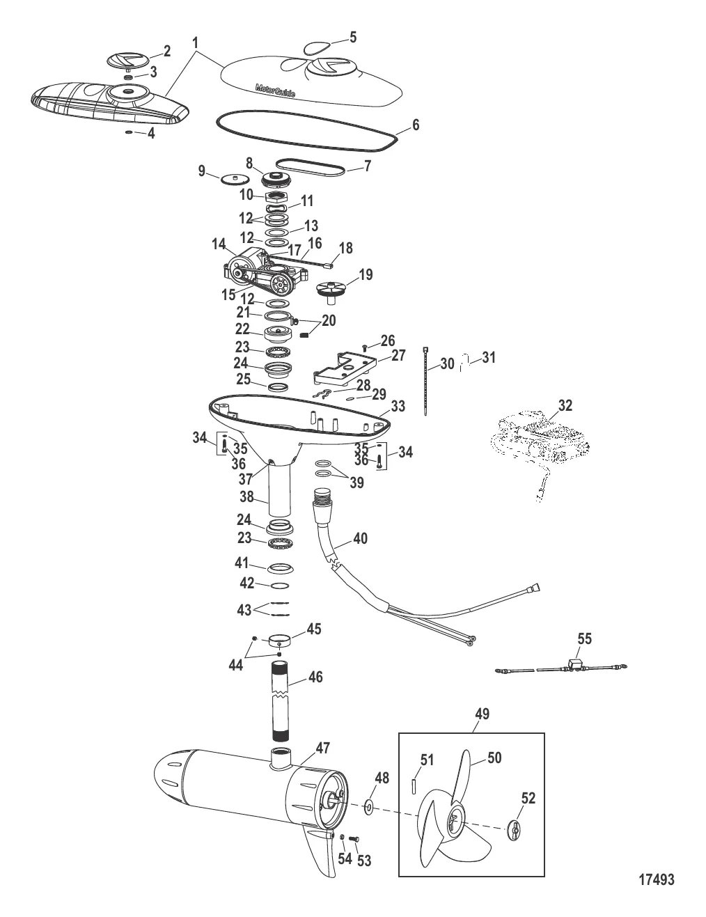 Двигатель для тралового лова в сборе (Модель DS109FB) (36 В)