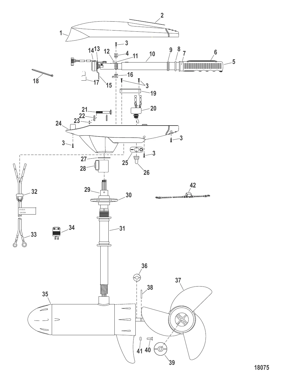 Двигатель для тралового лова в сборе (Модель FW109HBD) (36 В)