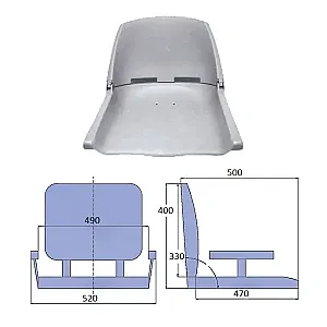 Сиденье пластмассовое складное серое OC12503-G
