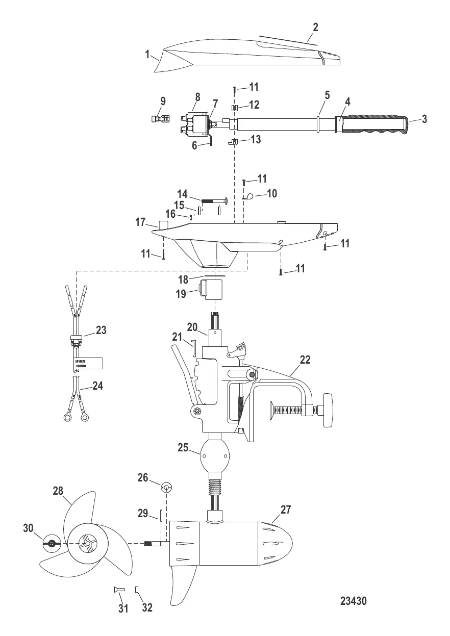 Двигатель для тралового лова в сборе (Модель SW54HT) (12 В)