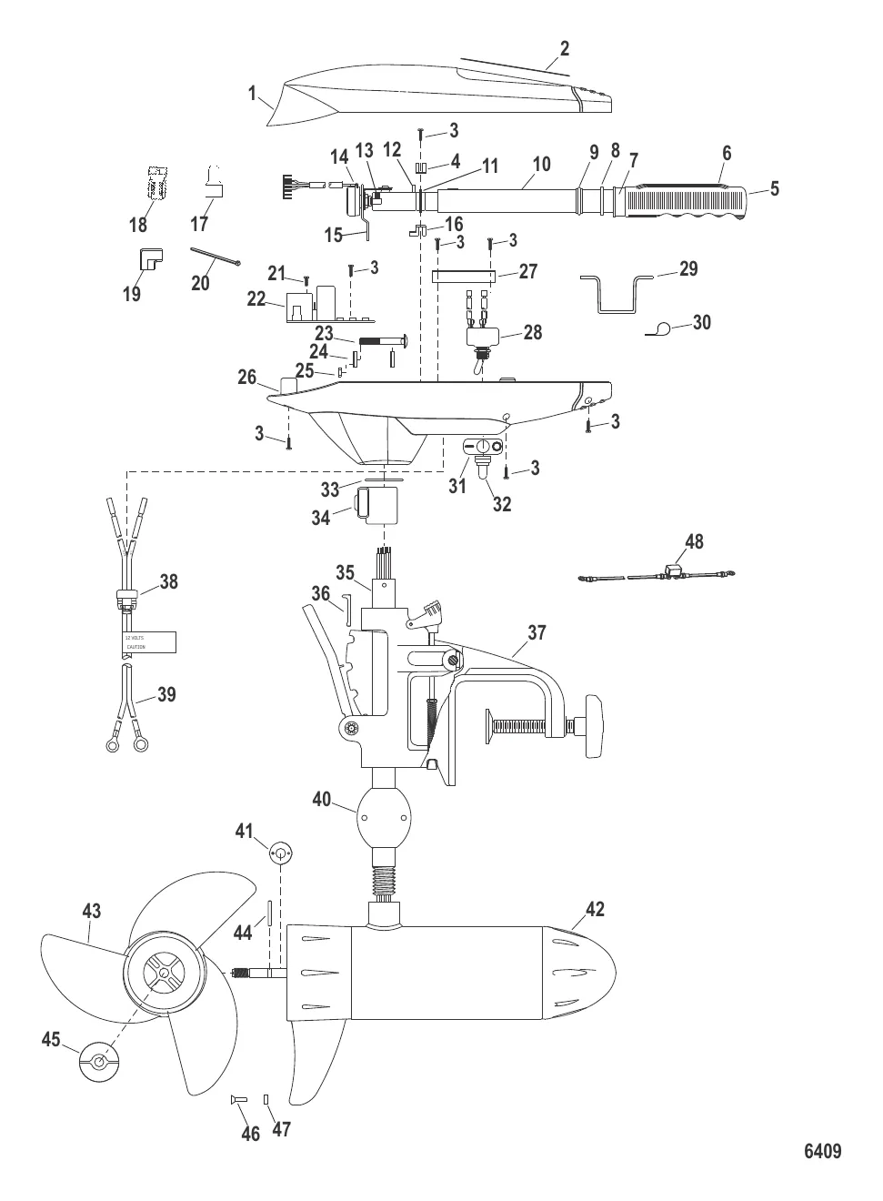 Двигатель для тралового лова в сборе (Модель SW109HTD / SW109HTV) (36 В)