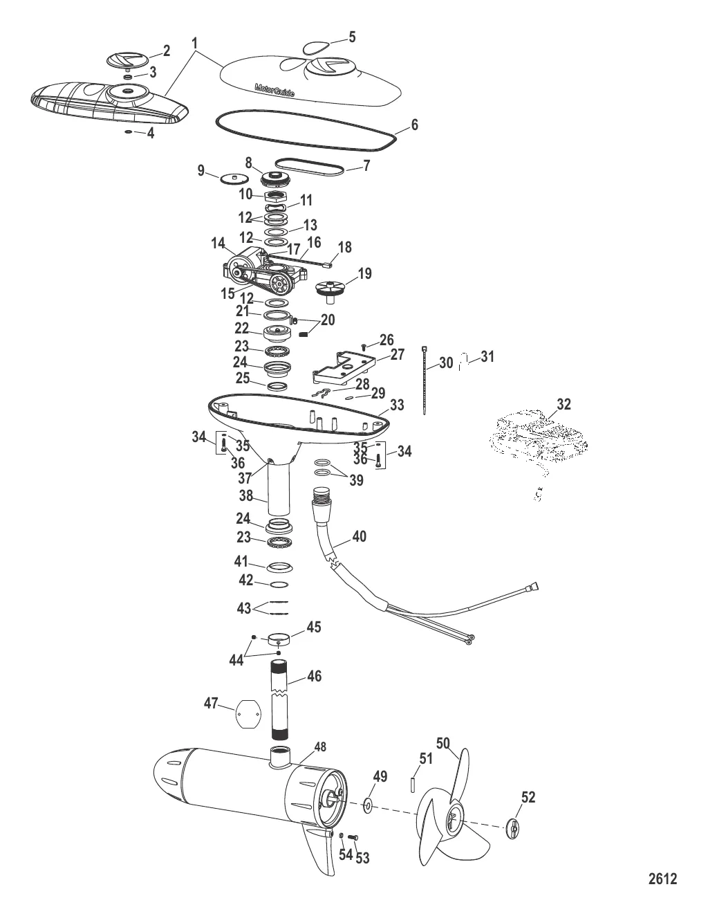 Двигатель для тралового лова в сборе (Модель SWDS54FB/SWDS54FBV) (12 В)