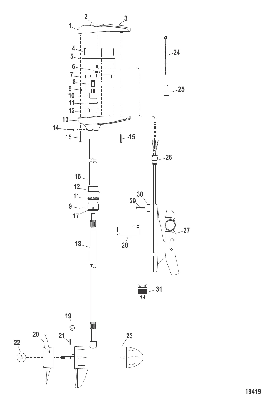 Двигатель для тралового лова в сборе (Модель MP5200) (12 В)