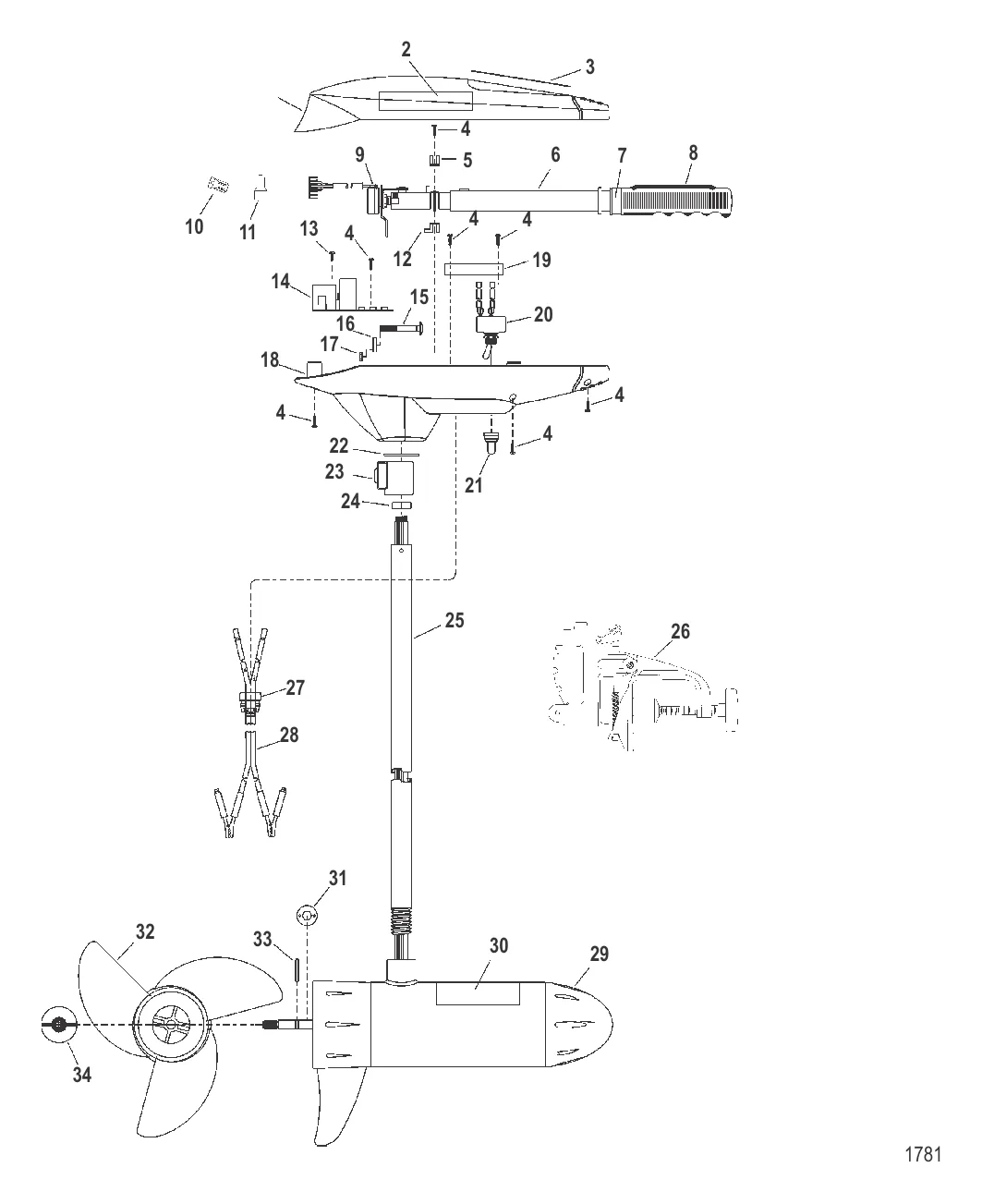 Двигатель для тралового лова в сборе (Модель TT4800) (12 В)