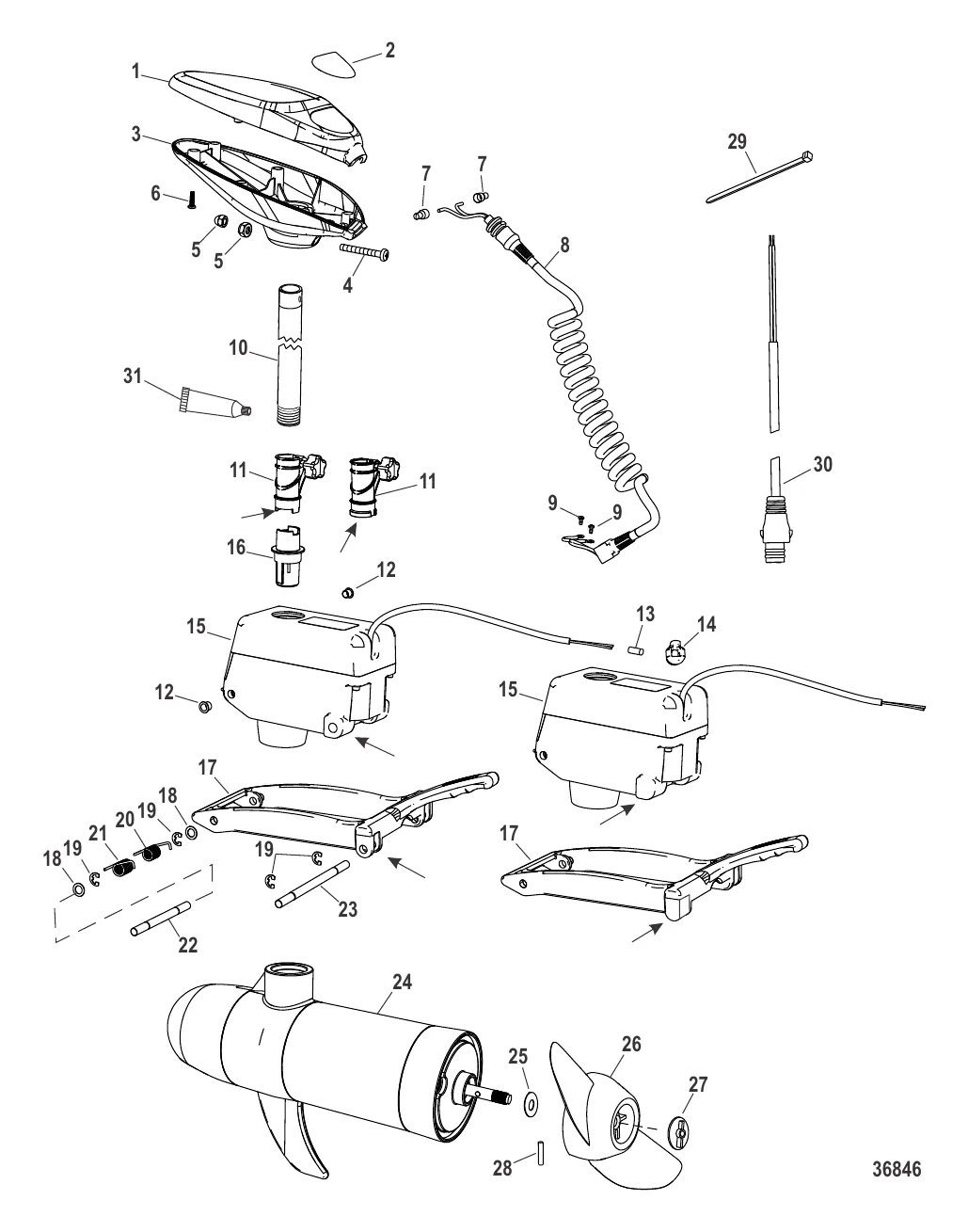 Двигатель для тралового лова в сборе (Sonar Fresh Water)(конструкция I)