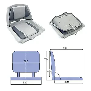 Сиденье пластмассовое складное с подложкой серое C12508-G