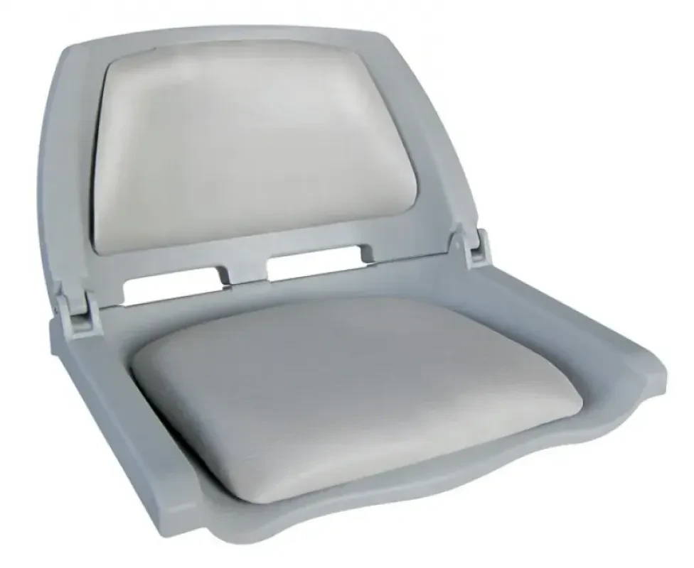 Newstarmarine Сиденье пластмассовое складное с подложкой Molded Fold-Down Boat Seat, серое