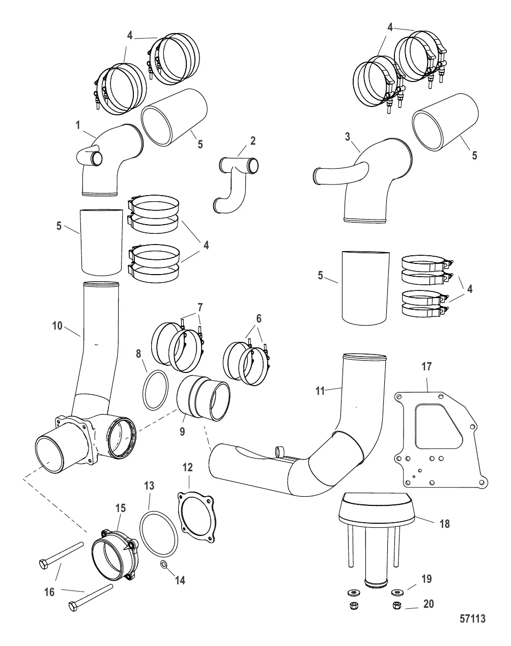 Комплект выводящей трубы глушителя X-Haust Выход по левому борту
