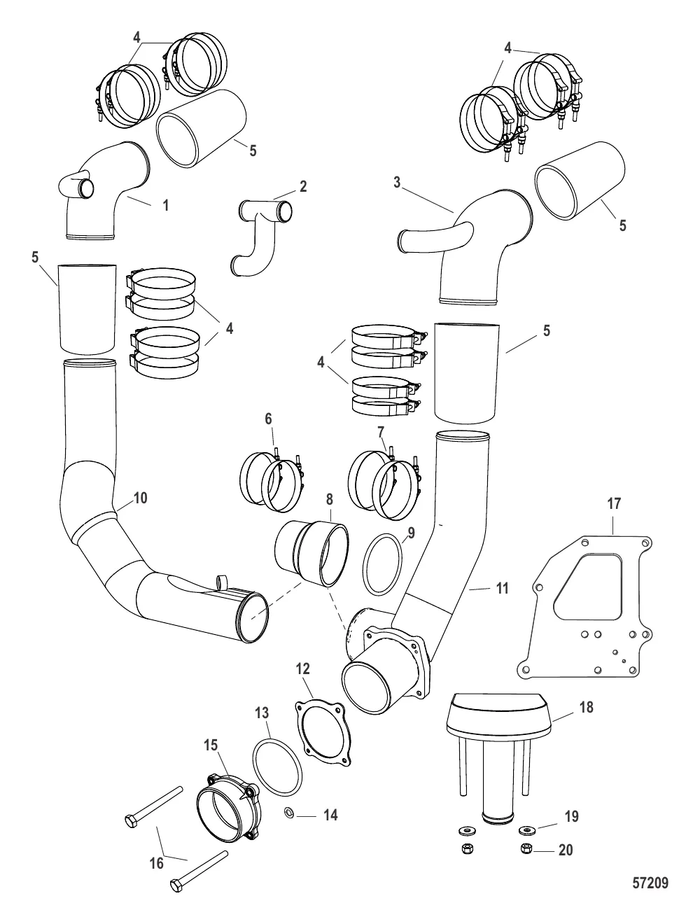 Комплект выводящей трубы глушителя X-Haust Выход по правому борту