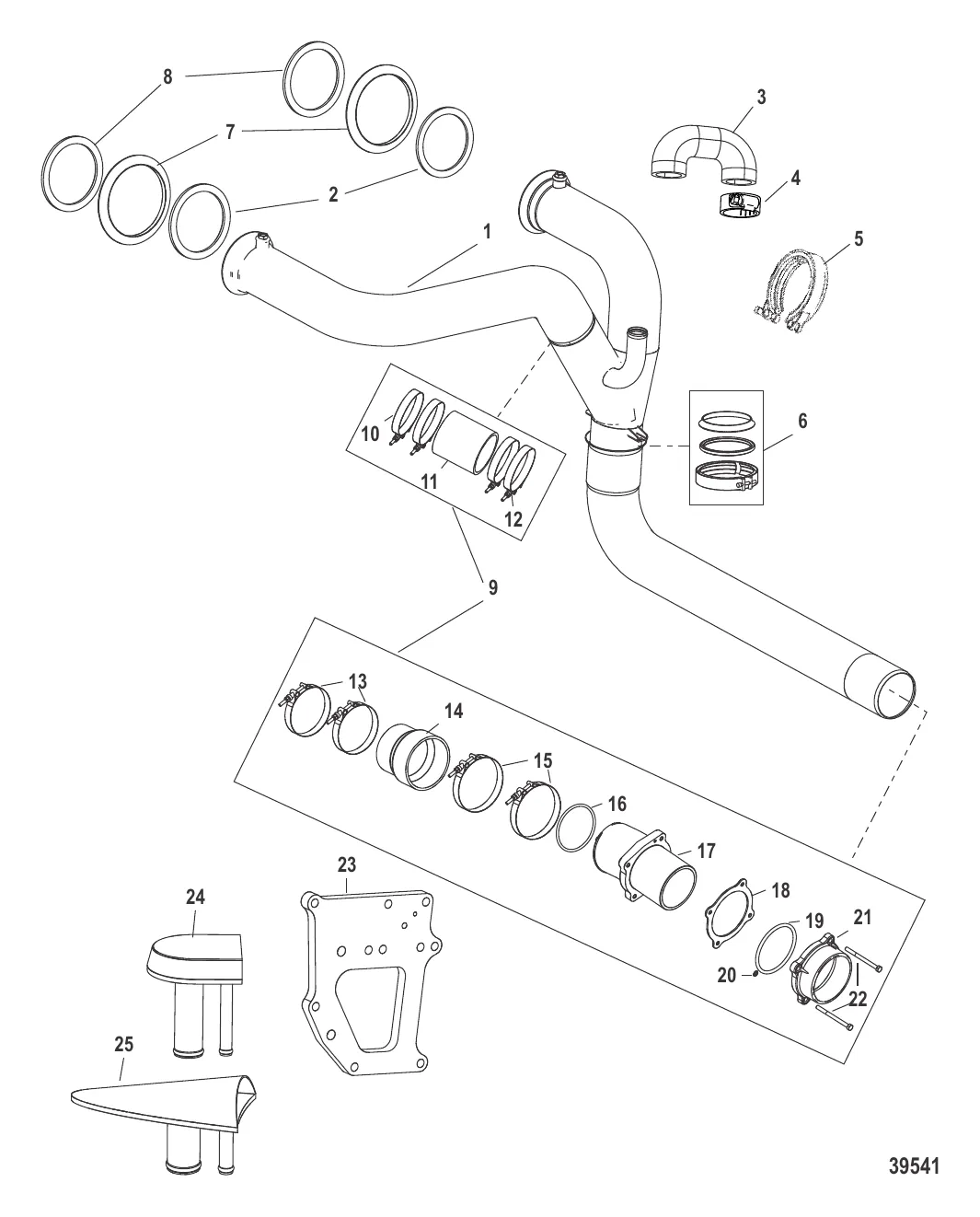 Комплект выводящей трубы глушителя X-Haust Сдвоенный выход правого борта