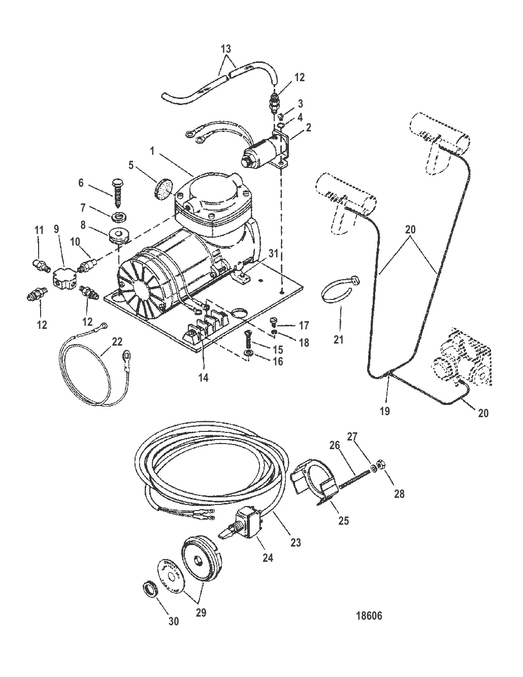 Пневматический воздушный насос в сборе
