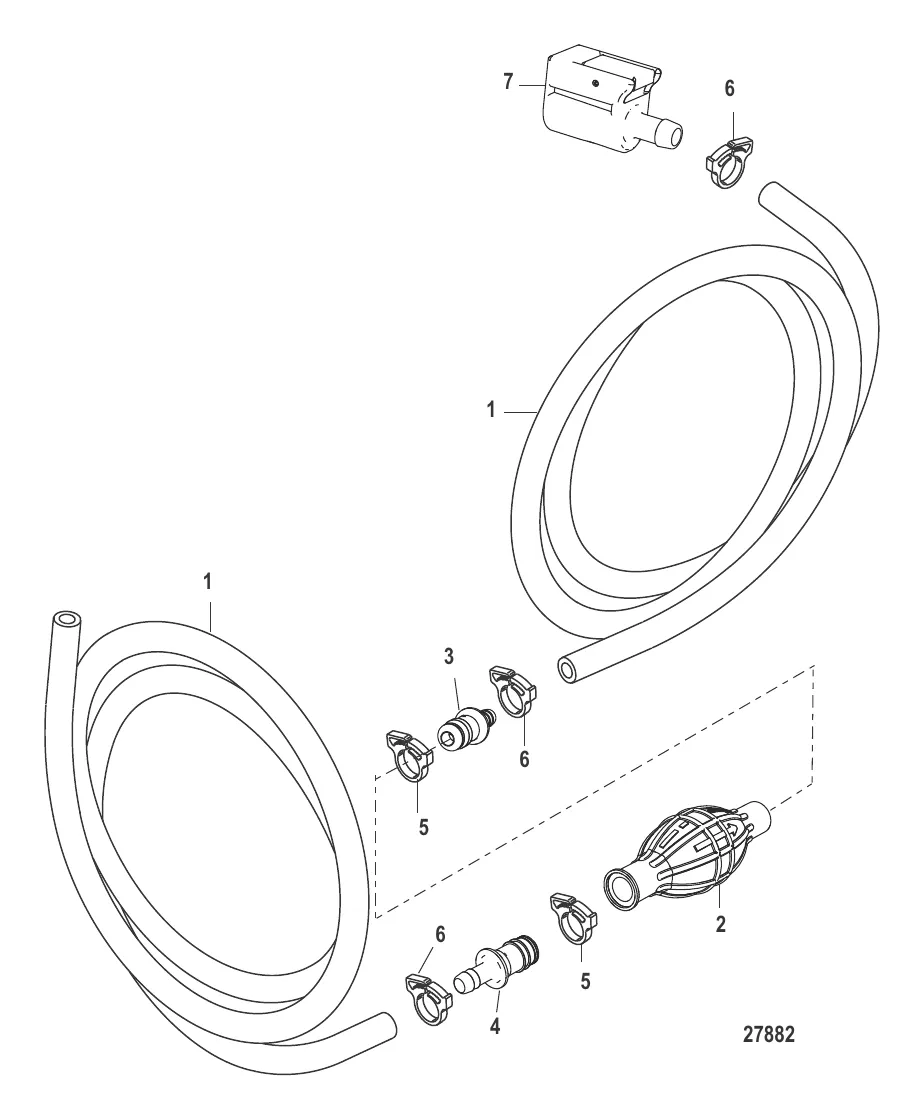 Топливопровод в сборе (Зажим на разъемном соединении – сторона бака)