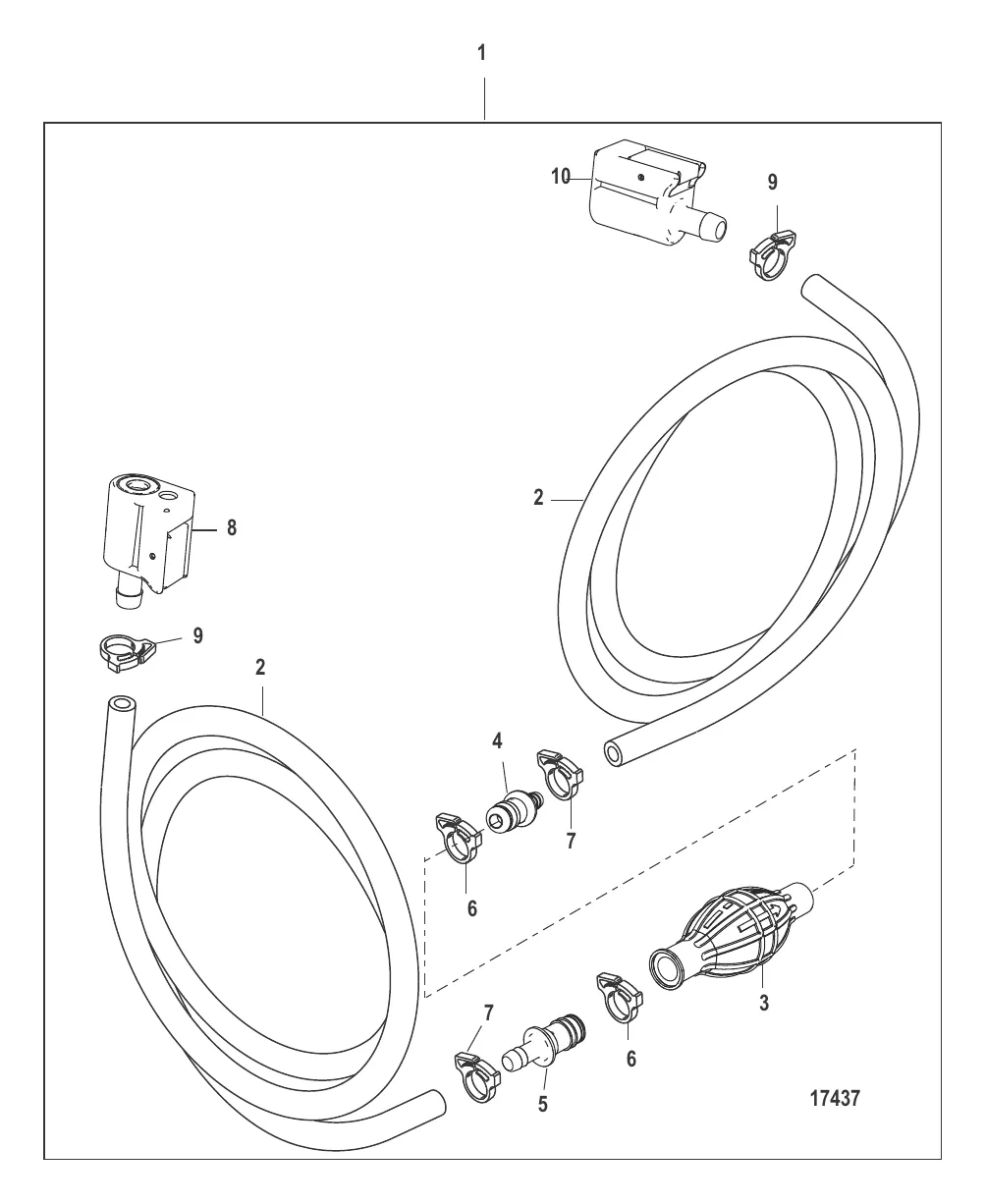 Топливопровод в сборе (Двойной зажим на разъемном соединении – конструкция II)