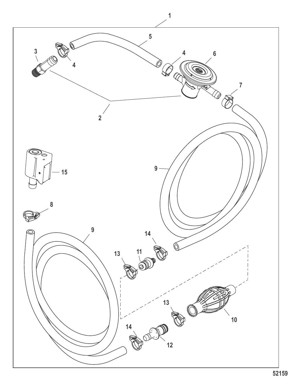 Топливопровод в сборе (EPA) С клапаном распределения потока и быстроразъемным соединением