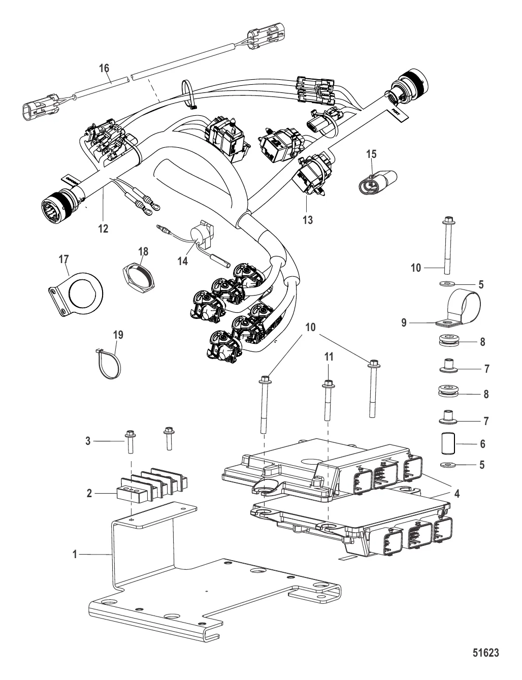 Жгут проводов и кронштейн в сборе Сдвоенный (ПО CCM13)