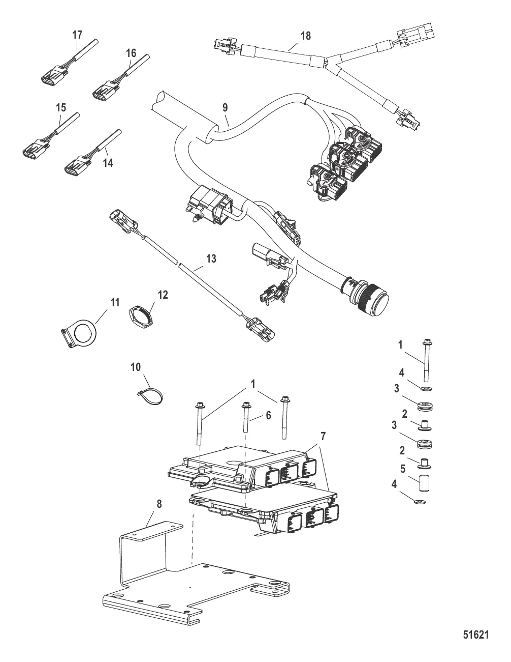 Жгут проводов и кронштейн в сборе Счетверенный двигатель (ПО CCM13)