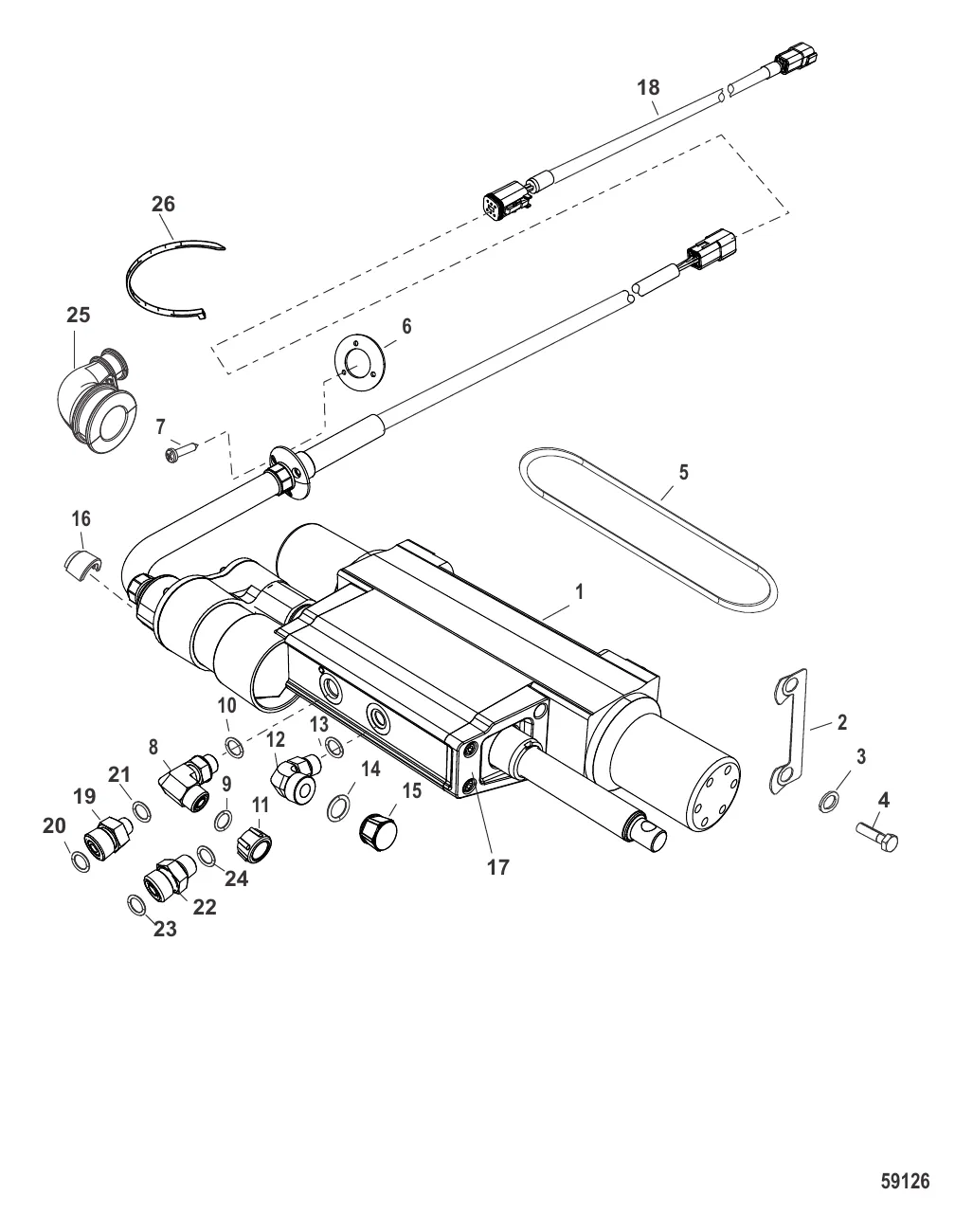Силовой привод рулевого механизма и комплект жгута проводов 12 фт. (JPO)