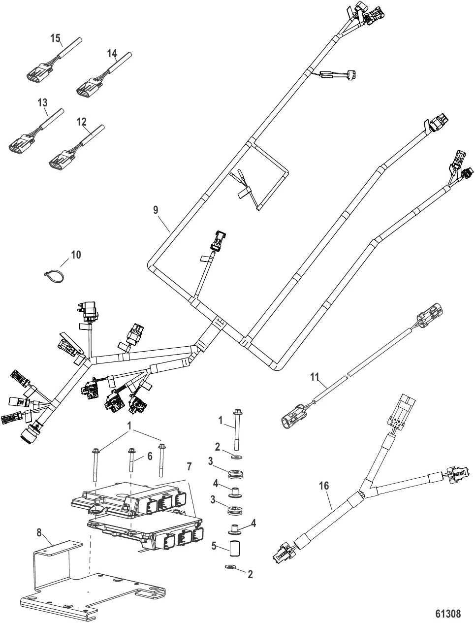 Harness and Bracket Assembly Quad Engine