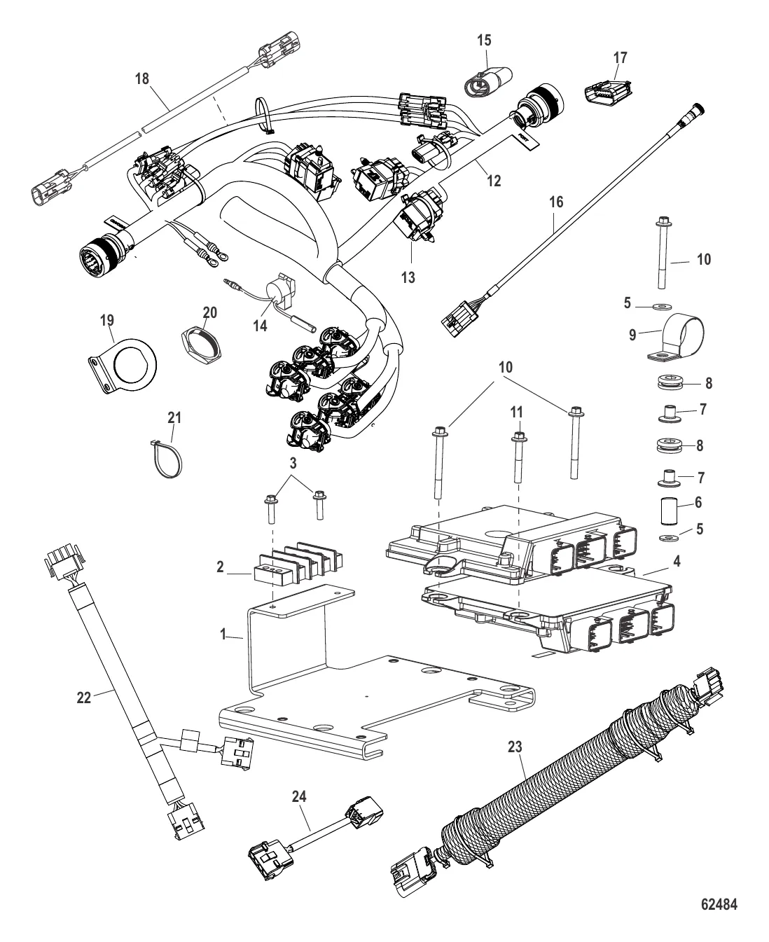 Жгут проводов и кронштейн в сборе Сдвоенный двигатель