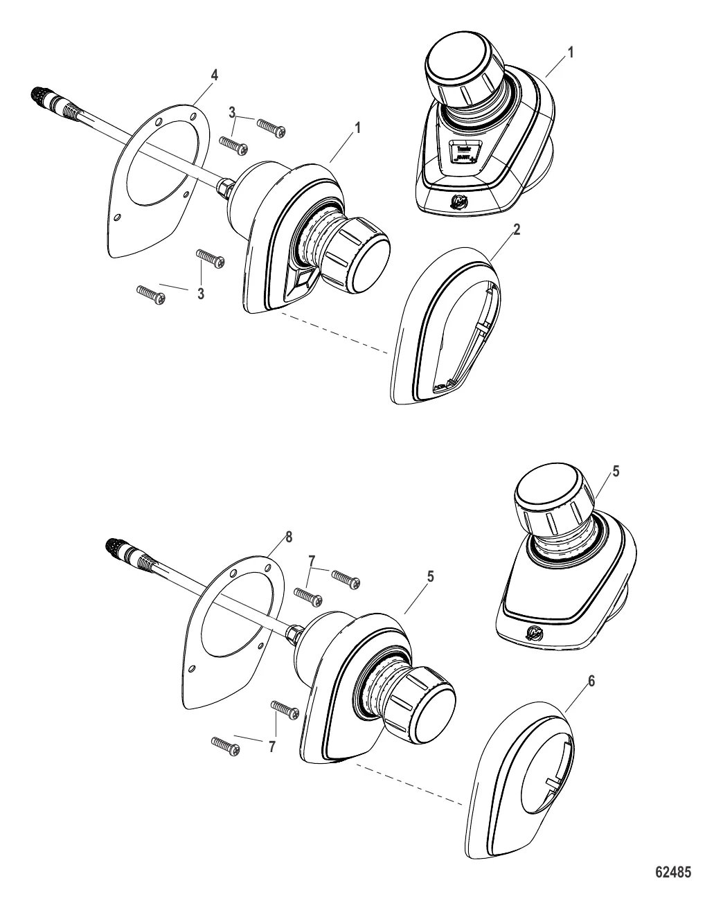 Джойстик в сборе Одинарный и сдвоенный двигатели