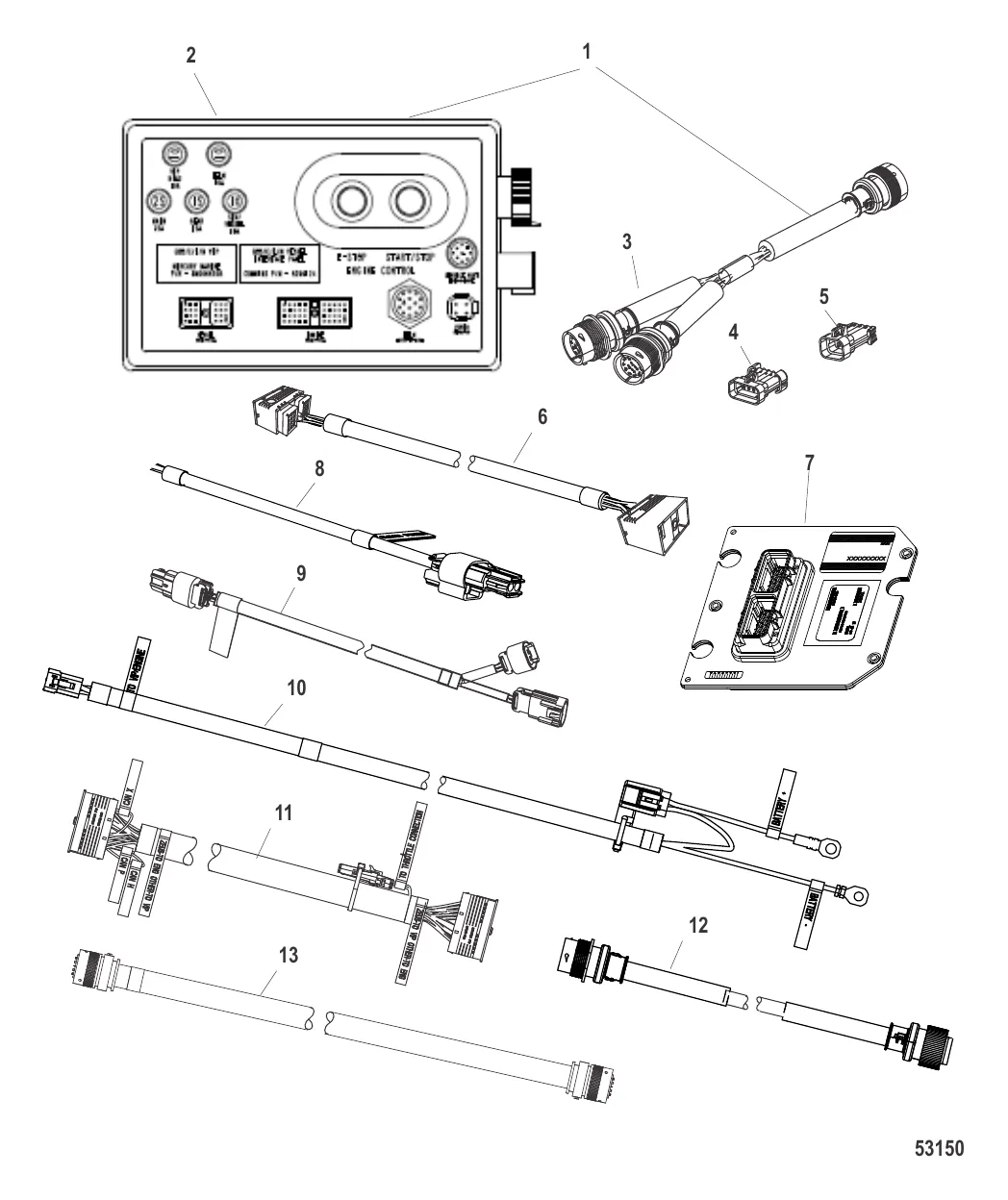 Интерфейсная панель судна и переходные жгуты