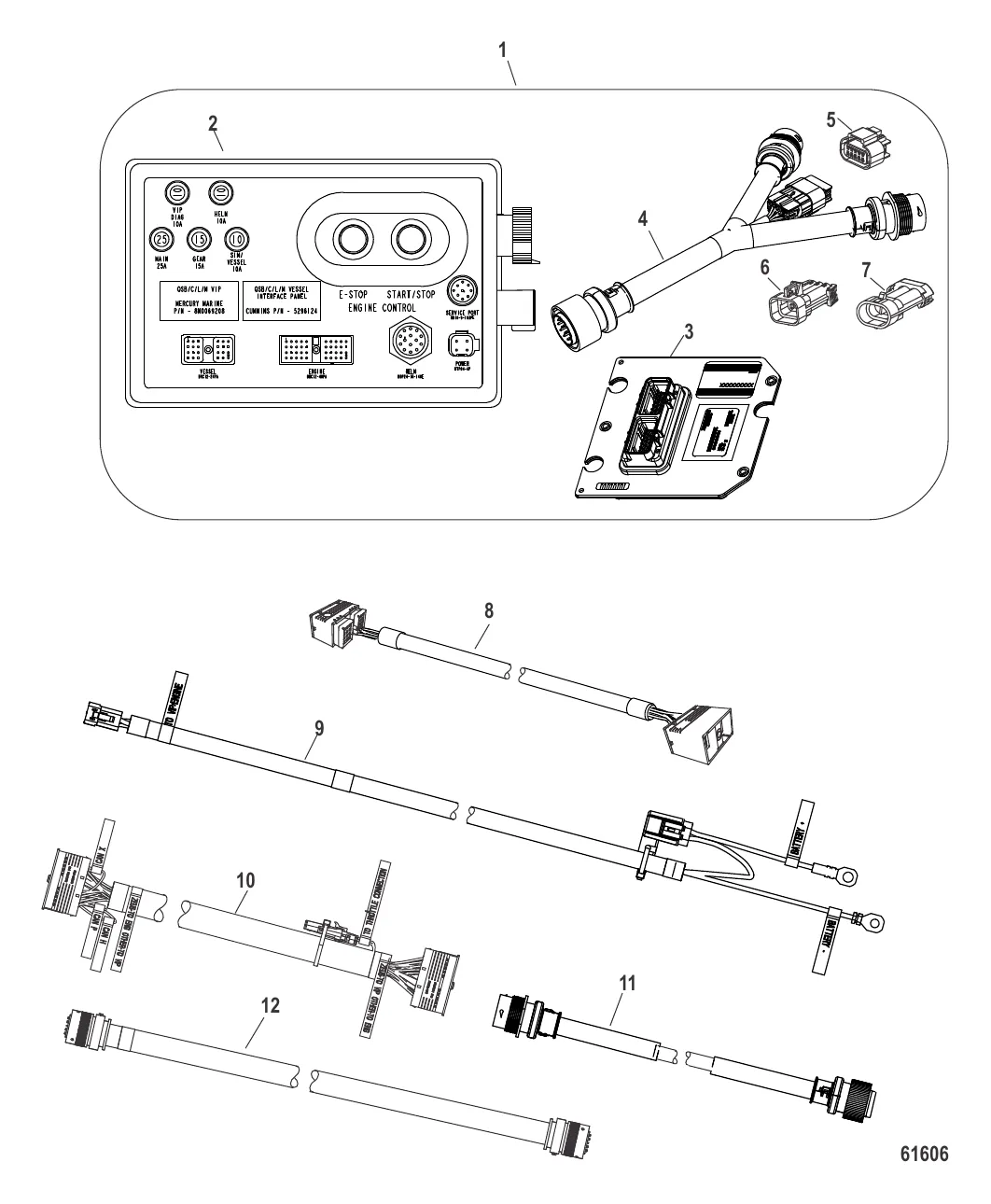 Интерфейсная панель судна и переходные жгуты
