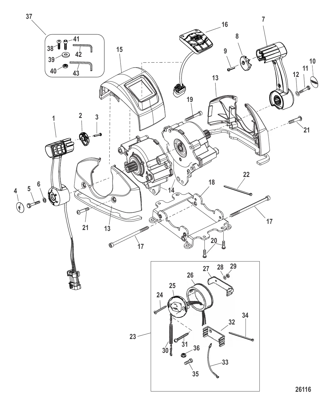 Дистанционное управление – DTS Сдвоенная рукоятка/консоль с панелью CAN (конструкция I)