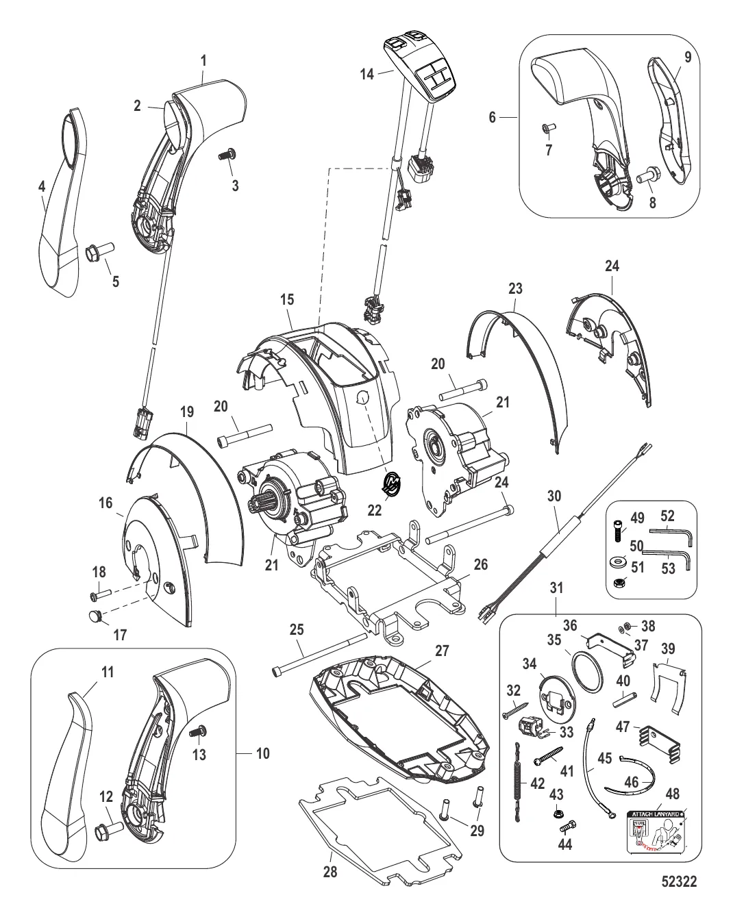 Дистанционное управление – DTS Сдвоенная рукоятка/консоль с панелью CAN (конструкция II)