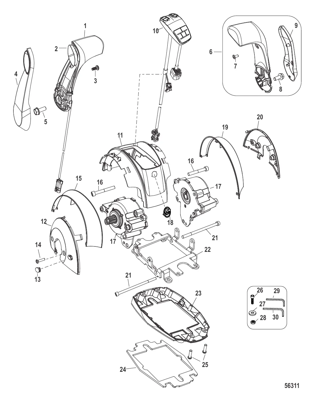 Дистанционное управление – DTS Сдвоенная рукоятка/консоль с панелью CAN (конструкция II)
