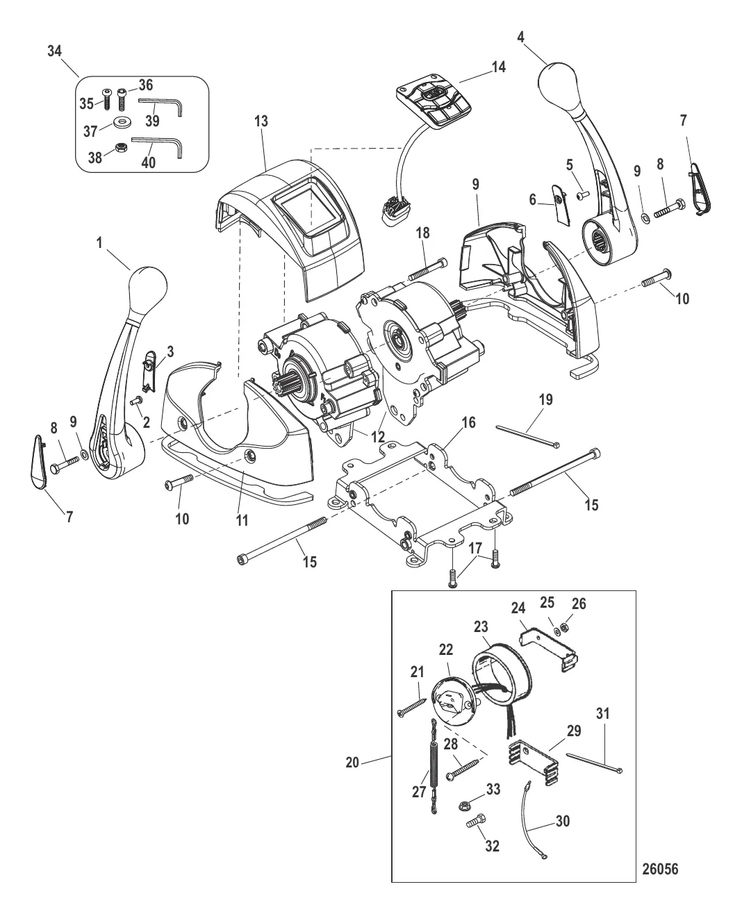 Пульт управления яхтой – DTS Сдвоенное переключение передач/дроссельная заслонка – консоль с панелью CAN