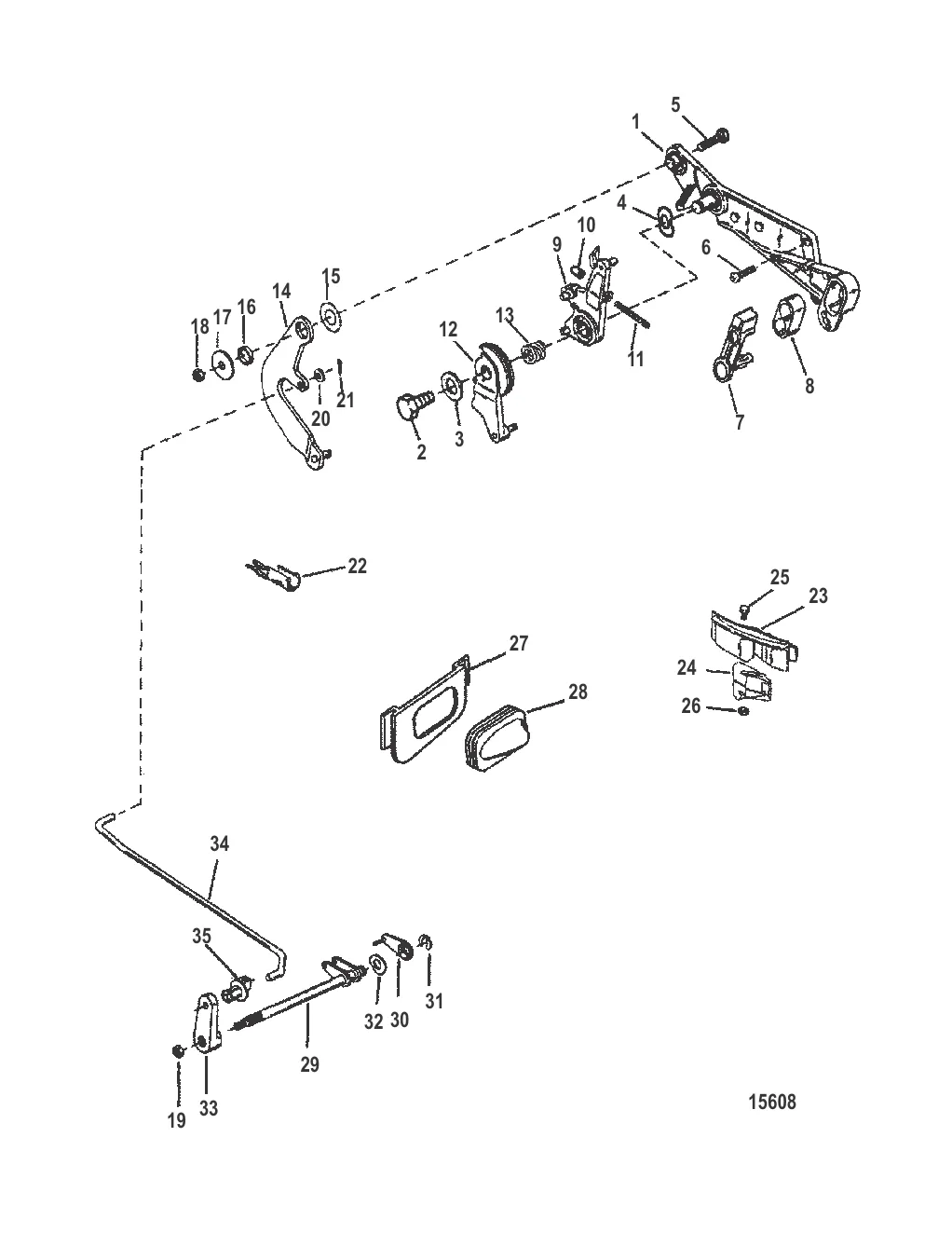 Комплект крепления – дистанционное управление (20/25 л. с.) 2-тактн.