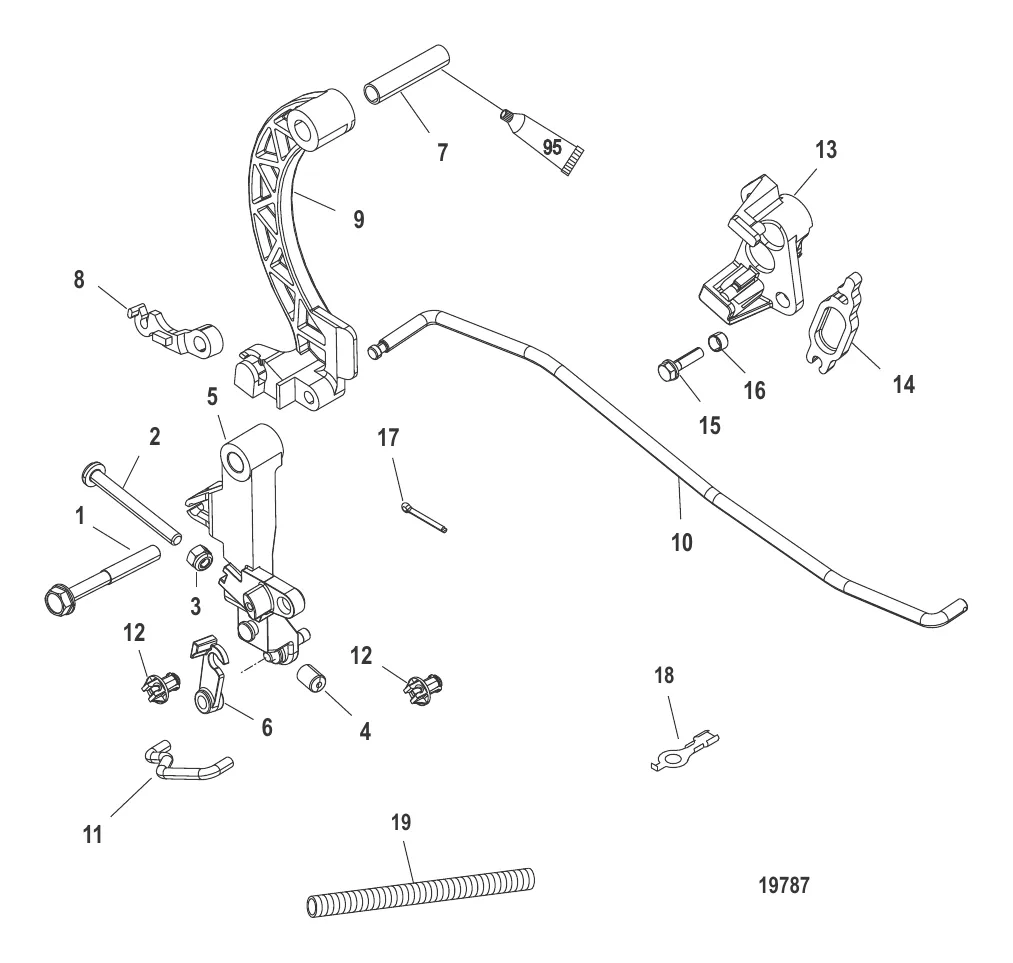 Комплект крепления – дистанционное управление (25 л. с.) 4-тактн.